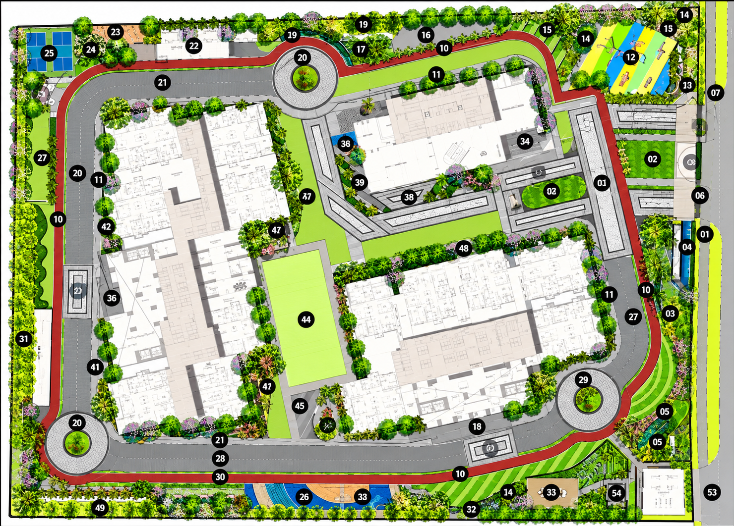 Godrej Neopolis master layout plan with numbered amenities