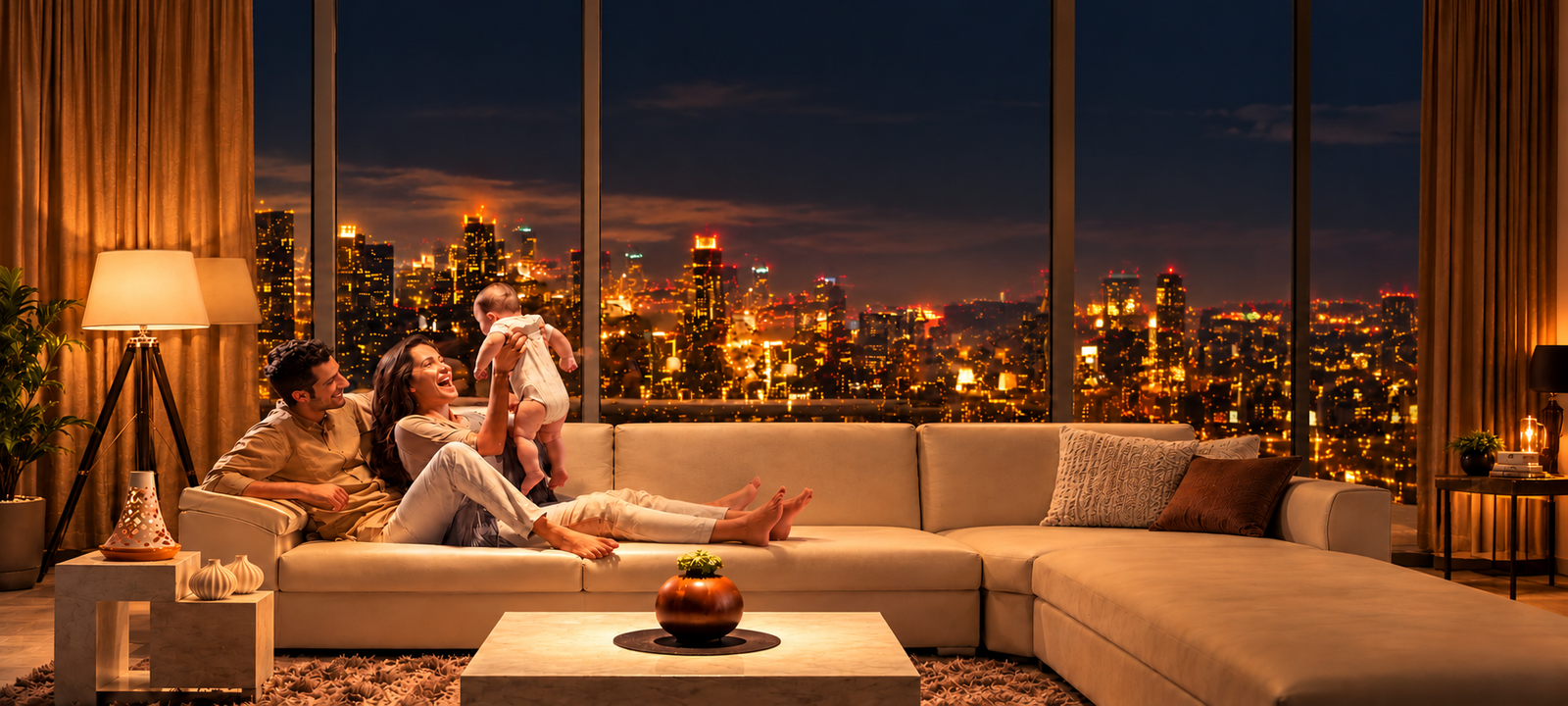 Family evening overlooking the city